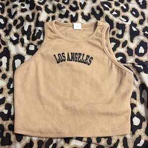 brown los angeles cropped t shirt